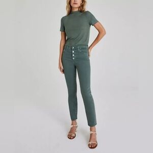 AG Adrianno Goldschmied HighRise The Isabelle Button Up Straight Crop Jeans